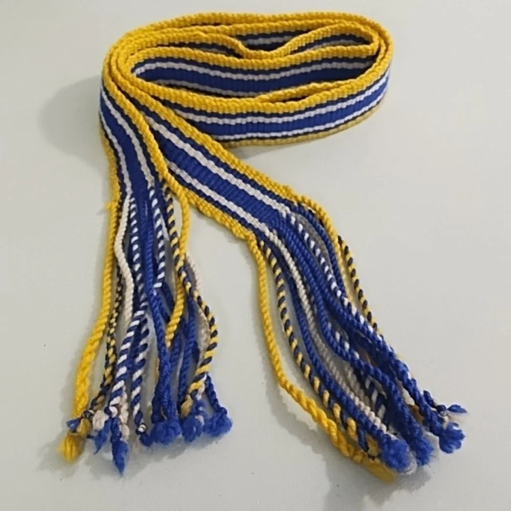 Woven Royal Blue, Natural, Yellow Belt 64